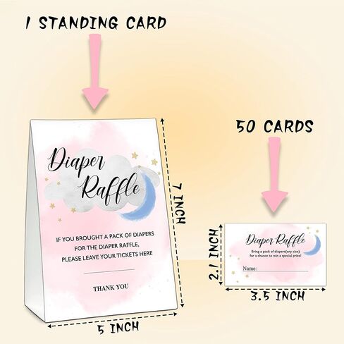 مجموعة ألعاب استحمام الطفل UTESG Diaper Raffle، تذاكر يانصيب حفاضات القمر والنجوم، توينكل ليتل ستارز تكشف عن جنس زينة حفلات استحمام الطفل، 1 علامة واقفة + 50 بطاقة تخمين (B19) in Kuwait