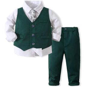 Baby Boys' 4 Piece Gentleman Set with Shirt,Bowtie,Vest and Pant in Kuwait