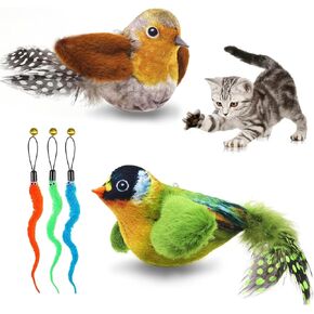 FUNCREVITY Cat Toys Interactive for Indoor Cats with Bird Chirping Electronic Sound and Feather Catnip Toys for Cats Hanging Cat Toy with Mouse in Kuwait