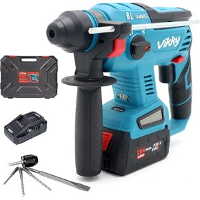 فيكي مثقاب مطرقي دوار اس دي اس بلس 20 فولت، مجموعة مطرقة هدم لاسلكية بدون فرشاة، مع بطارية 4.2 امبير في الساعة وشاحن، 4 وظائف، مناسبة لرؤوس المثقاب وازاميل على شكل حرف U in Kuwait