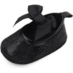 Baby Girls Mary Jane Flats Sparkly Bow Diamonds Princess Dress Shoes Anti-Slip Infant Crib Shoes in Kuwait
