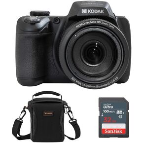KODAK PIXPRO AZ528 Astro Zoom 16MP Full HD Digital Camera, Black, Bundle with 32GB Memory Card and Camera Bag in Kuwait