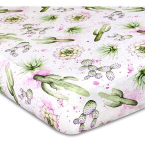 Cactus Design Crib Sheet | Extra Soft Jersey Knit Cotton | Southwest Theme in Kuwait