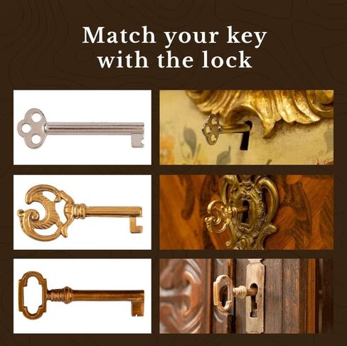 Nickel Plated Miniature Chest, Box Lock or Necklace Skeleton Key for Antique Furniture | KY-11 in Saudi Arabia
