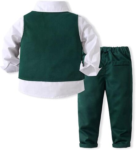 Baby Boys' 4 Piece Gentleman Set with Shirt,Bowtie,Vest and Pant in Kuwait
