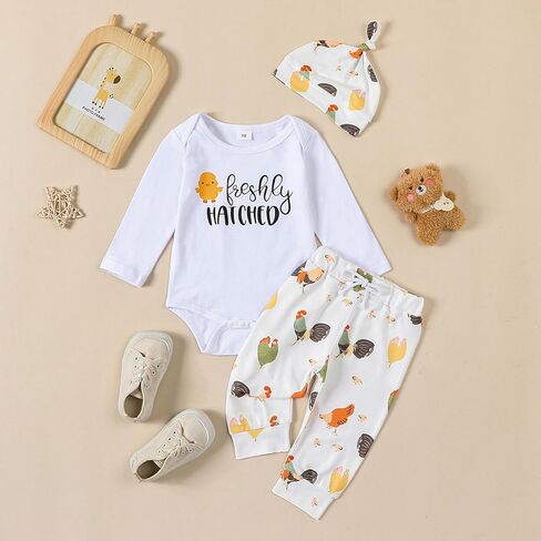 SAYOO Baby Boy Cowboy Outfit Newborn Western Country Boy Clothes Cow Print Letter Bodysuit+Long Pants+Cap 3pcs Fall Clothes in Kuwait