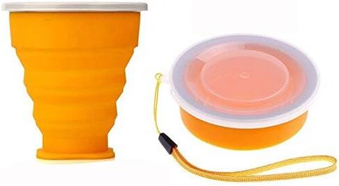 كوب ماء قابل للطي من السيليكون المحمول من Yeehtech، قطعتين بسعة 200 مل، كوب قابل للطي مقاوم للاستخدام في الهواء الطلق، أكواب شرب قابلة للطي للسفر في الهواء الطلق وأدوات شرب للتخييم (أحمر وأخضر) in Kuwait