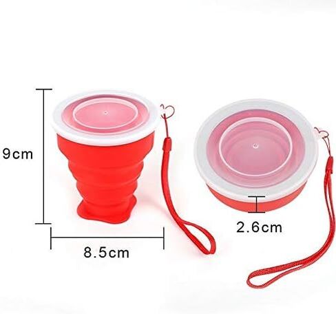كوب ماء قابل للطي من السيليكون المحمول من Yeehtech، قطعتين بسعة 200 مل، كوب قابل للطي مقاوم للاستخدام في الهواء الطلق، أكواب شرب قابلة للطي للسفر في الهواء الطلق وأدوات شرب للتخييم (أحمر وأخضر) in Kuwait