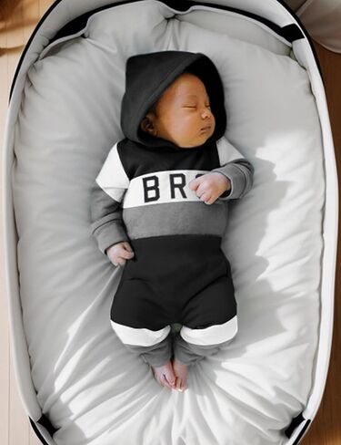 ملابس أطفال أولادي من Tomolant بأكمام طويلة، سويت شيرت بقلنسوة مطبوع عليه حروف + سروال مرقع قطعتين ملابس خريف وشتاء in Kuwait