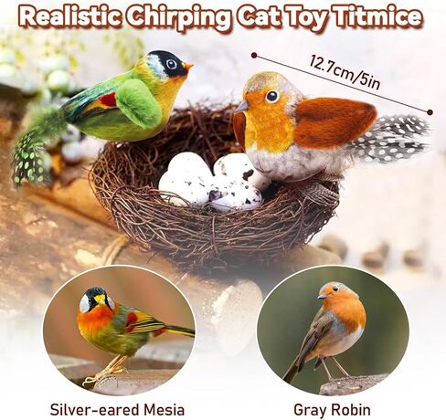 FUNCREVITY Cat Toys Interactive for Indoor Cats with Bird Chirping Electronic Sound and Feather Catnip Toys for Cats Hanging Cat Toy with Mouse in Kuwait