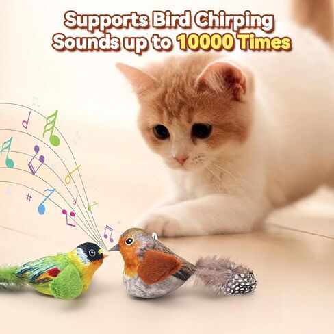 FUNCREVITY Cat Toys Interactive for Indoor Cats with Bird Chirping Electronic Sound and Feather Catnip Toys for Cats Hanging Cat Toy with Mouse in Kuwait