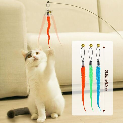 FUNCREVITY Cat Toys Interactive for Indoor Cats with Bird Chirping Electronic Sound and Feather Catnip Toys for Cats Hanging Cat Toy with Mouse in Kuwait