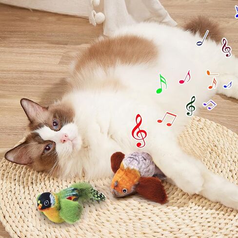 FUNCREVITY Cat Toys Interactive for Indoor Cats with Bird Chirping Electronic Sound and Feather Catnip Toys for Cats Hanging Cat Toy with Mouse in Kuwait