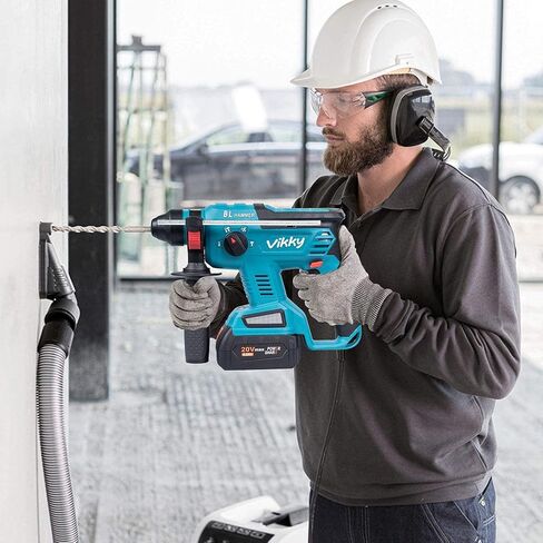 فيكي مثقاب مطرقي دوار اس دي اس بلس 20 فولت، مجموعة مطرقة هدم لاسلكية بدون فرشاة، مع بطارية 4.2 امبير في الساعة وشاحن، 4 وظائف، مناسبة لرؤوس المثقاب وازاميل على شكل حرف U in Kuwait