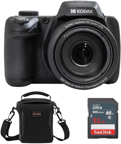 KODAK PIXPRO AZ528 Astro Zoom 16MP Full HD Digital Camera, Black, Bundle with 32GB Memory Card and Camera Bag in Saudi Arabia
