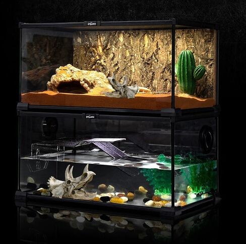 AGUMARK ديكورات حوض السمك ديناصور ترايسيراتوبس ديكور جمجمة، نموذج جمجمة مصنوع من الراتنج لمخبأ الزواحف، ملحقات حوض السمك، ديكور شريط المنزل (جمجمة L) in Kuwait