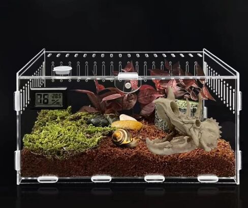 AGUMARK ديكورات حوض السمك ديناصور ترايسيراتوبس ديكور جمجمة، نموذج جمجمة مصنوع من الراتنج لمخبأ الزواحف، ملحقات حوض السمك، ديكور شريط المنزل (جمجمة L) in Kuwait