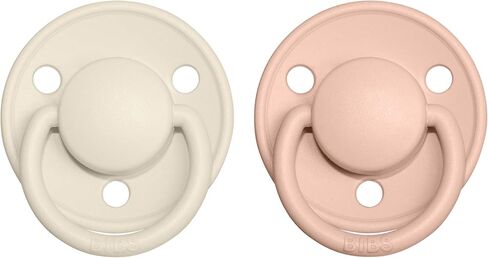 لهايات BIBS - مجموعة دي لوكس | لهاية أطفال خالية من مادة BPA | صنع في الدنمارك | مجموعة من 2 لهايات فاخرة باللون العاجي/أحمر الخدود | المقاس: مقاس واحد in Saudi Arabia