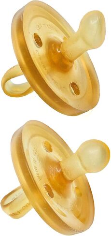 Simply Rubber Pacifiers Sampler Pack / 1 Orthodontic + 1 Rounded Cherry Shorter Nipple (Less Gagging) Small Newborn (0 6 mos) Natural Rubber Pacifier BPA Free Handcrafted in Italy in Saudi Arabia