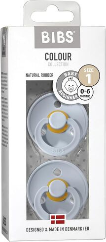 Bibs Pacifiers | Natural Rubber Baby Pacifier | Set of 2 BPA-Free Soothers | Made in Denmark | Baby Blue | Size 0-6 Months in Saudi Arabia