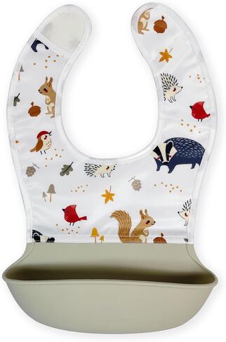 Kushies Silisoft Bib, Waterproof Top with Soft Silicone catch all pocket for Babies and Toddlers in Saudi Arabia