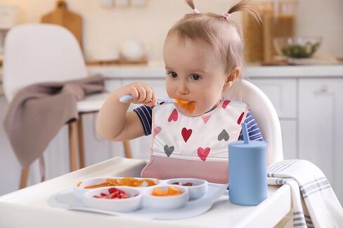 Kushies Silisoft Bib, Waterproof Top with Soft Silicone catch all pocket for Babies and Toddlers in Saudi Arabia