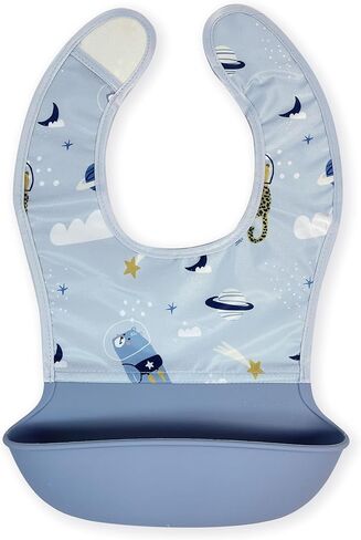 Kushies Silisoft Bib, Waterproof Top with Soft Silicone catch all pocket for Babies and Toddlers in Saudi Arabia