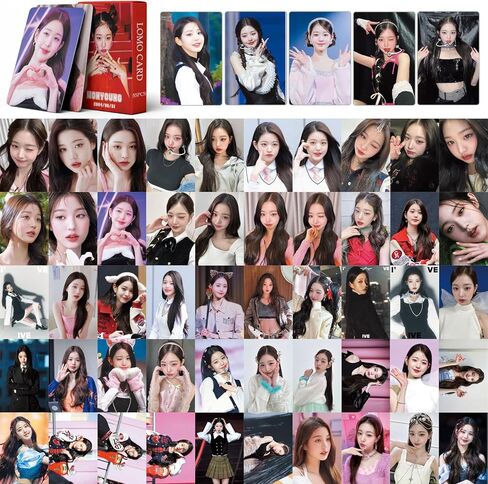 FOURBOM 55pcs IVE Photocard WonYoung مجموعة بطاقات الصور Jang Won Young بطاقات بريدية KPOP WonYoung بطاقات الألبوم هدية لمحبي WonYoung Merch WonYoung Lomo Cards in Kuwait