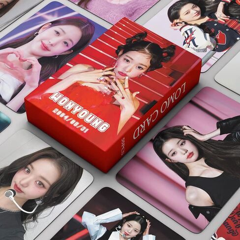 FOURBOM 55pcs IVE Photocard WonYoung مجموعة بطاقات الصور Jang Won Young بطاقات بريدية KPOP WonYoung بطاقات الألبوم هدية لمحبي WonYoung Merch WonYoung Lomo Cards in Kuwait