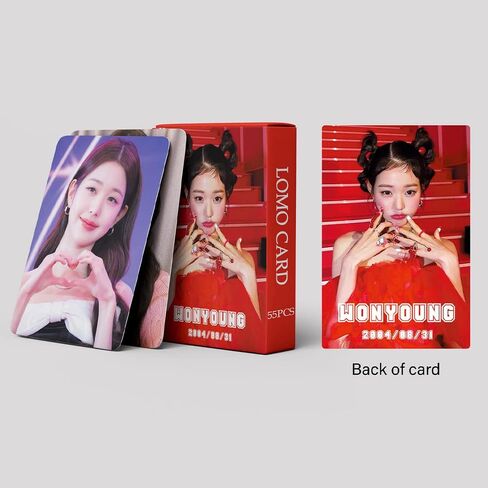 FOURBOM 55pcs IVE Photocard WonYoung مجموعة بطاقات الصور Jang Won Young بطاقات بريدية KPOP WonYoung بطاقات الألبوم هدية لمحبي WonYoung Merch WonYoung Lomo Cards in Kuwait
