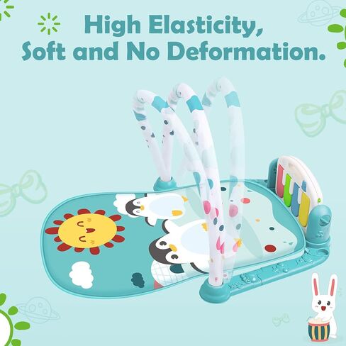 سجادة لعب الأطفال من نتس بول، سجادة لعب البيانو للركل واللعب مع الموسيقى والأضواء، مركز الأنشطة الموسيقية لوقت البطن للأطفال الرضع (حيوان الجنة الأخضر مع حاجز حماية) in Kuwait