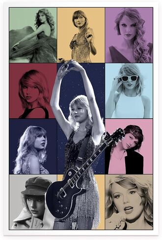 ملصق Superstar Singer Taylor ملصق ألبوم موسيقي للغرفة، لوحة فنية جدارية من القماش الجمالي للفتيات والفتيان المراهقين، ديكور جدار غرفة النوم، مطبوعات قماشية مقاس 12 × 18 بوصة (غير مؤطرة) in Kuwait