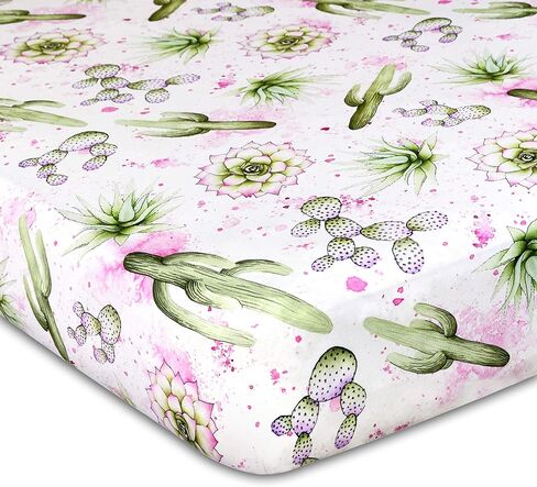 Cactus Design Crib Sheet | Extra Soft Jersey Knit Cotton | Southwest Theme in Kuwait