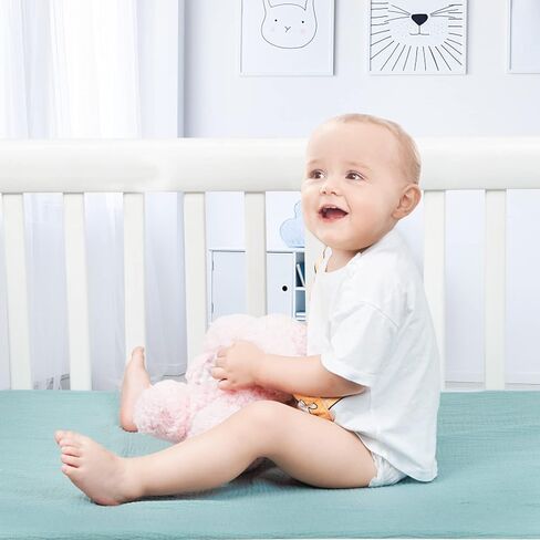 BSTOPPT 2 Pack Muslin Crib Sheets，Fitted Crib Mattress Sheets for Boys and Girls，28"x 52" (Grey & White) in Kuwait