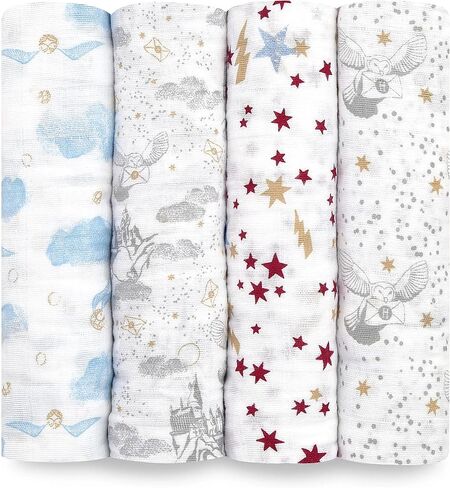 aden + anais Boutique Muslin Swaddle Blanket for Baby Girls and Boys, Newborn Receiving Blanket for Swaddling, 100% Muslin Cotton Swaddle Wrap, 4 Pack, Jungle Jam in Saudi Arabia