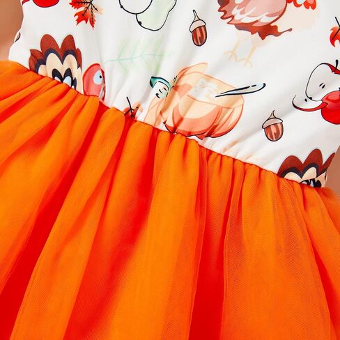 ملابس GRNSHTS للفتيات الصغيرات لعيد الشكر بأكمام طويلة وتنورات توتو تركية فستان مكشكش ملابس للفتيات الصغيرات in Kuwait