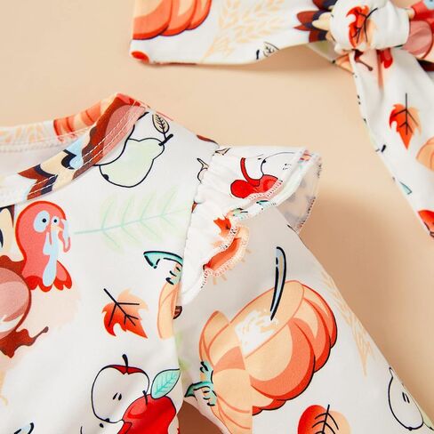 ملابس GRNSHTS للفتيات الصغيرات لعيد الشكر بأكمام طويلة وتنورات توتو تركية فستان مكشكش ملابس للفتيات الصغيرات in Kuwait