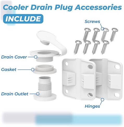 اوساميت مجموعة قطع غيار المبرد، مفصلات بلاستيكية لصندوق الثلج، قابس تصريف مبرد ومجموعة براغي من الستانلس ستيل متوافقة مع مبردات كولمان (طول عمود واحد) in Kuwait