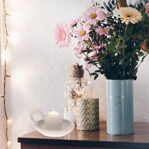 DOITOOL 2 Pcs Ceramic Candle Holder, Taper Candle Holder with Handle, Nordic Style Vintage Candlestick Holder for Halloween Christmas Home Decoration Desktop Ornament (Beige) in Kuwait