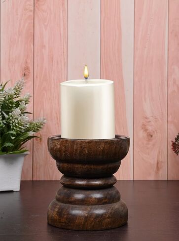 سامهيتا حامل شموع خشبي اسود عتيق لطاولة الطعام وطاولة القهوة وديكورات الحفلات (4 انش × 4 انش × 4 انش) in Kuwait