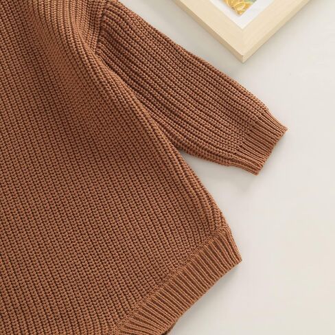 Baby Boy Girl Knit Sweater Romper Solid Color Long Sleeve Oversized Warm Tops Fall Winter Clothes in Kuwait