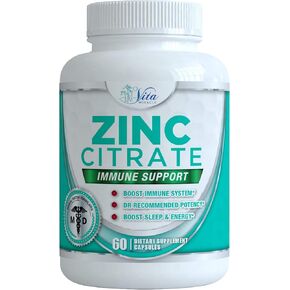 Vita Miracle Zinc Citrate 30mg - Boost Immune System Adults Kids Safe Immune Supplement Support Vitamin Alternative to Lozenge Liquid and Chewable Tablets in Kuwait
