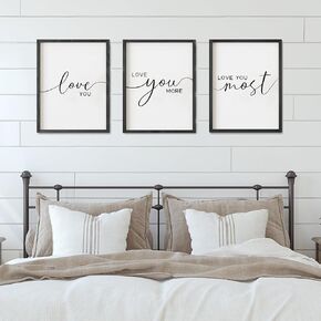 Set of 3 Love You More Sign I Love You Sign Love You More Wall Decor for bedroom room and living room (11x14 inches, Brown) in Kuwait