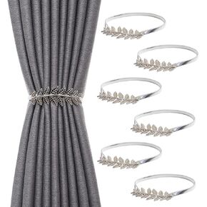 SWTOOL 6PCS ستارة معدنية Tiebacks الفضة ورقة الستار Holdbacks الزخرفية الحديثة أسلوب بسيط الستار التعادل ظهورهم الربيع الستار حزام، ورقة فضية in Kuwait