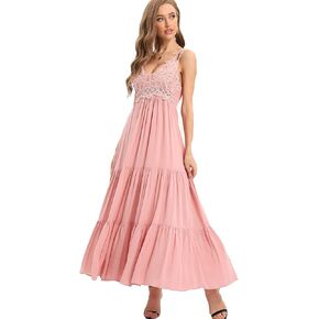 فستان BOMBAXCEIBA نسائي طويل من الدانتيل للشاطئ للحمل وحفلات الزفاف وحفلات استقبال المولود الجديد in Kuwait