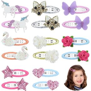 انزوني 16 قطعة من مشابك الشعر على شكل تمساح يونيكورن للبنات الصغيرات، 16 قطعة S2، مقاس واحد in Kuwait