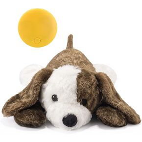 NA Extragele Heartbeat Toy Puppy Toy Heartbeat Stuffed Toy Dog Anxiety Toy Dog Behavioral Aid Toy for Pet Cuddle Comfort Soother Sleep Aid Calm,Dog Plush Toy with Heartbeat，White and Dark Brown in Saudi Arabia