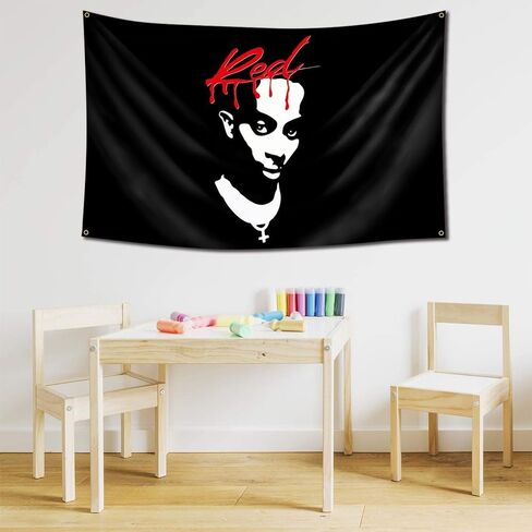 بوستر مطبوع عليه عبارة «Playboi Carti» من كروبوي بلون احمر، مقاس 36 × 60 انش بتصميم هيب هوب ومغني الراب، بساط حائط فني مضحك لديكور الحائط in Kuwait