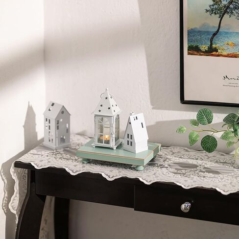 Hanobe الحمام الركيزة الوقوف الناهضون: صينية العرض الزخرفية الحديثة الخشب الأخضر الناهض ديكور لطاولة القهوة المطبخ كونترتوب المنظم مستطيل 7.87 "× 6" in Kuwait