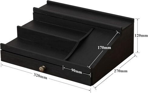 DMTINTA Wooden Cologne Organizer for Men 3 Tier of Elevated Cologne Stand Organizer with Drawer Cologne Holder with Cell Phone Stand Storage Display Risers,Great Gift for Men in Kuwait